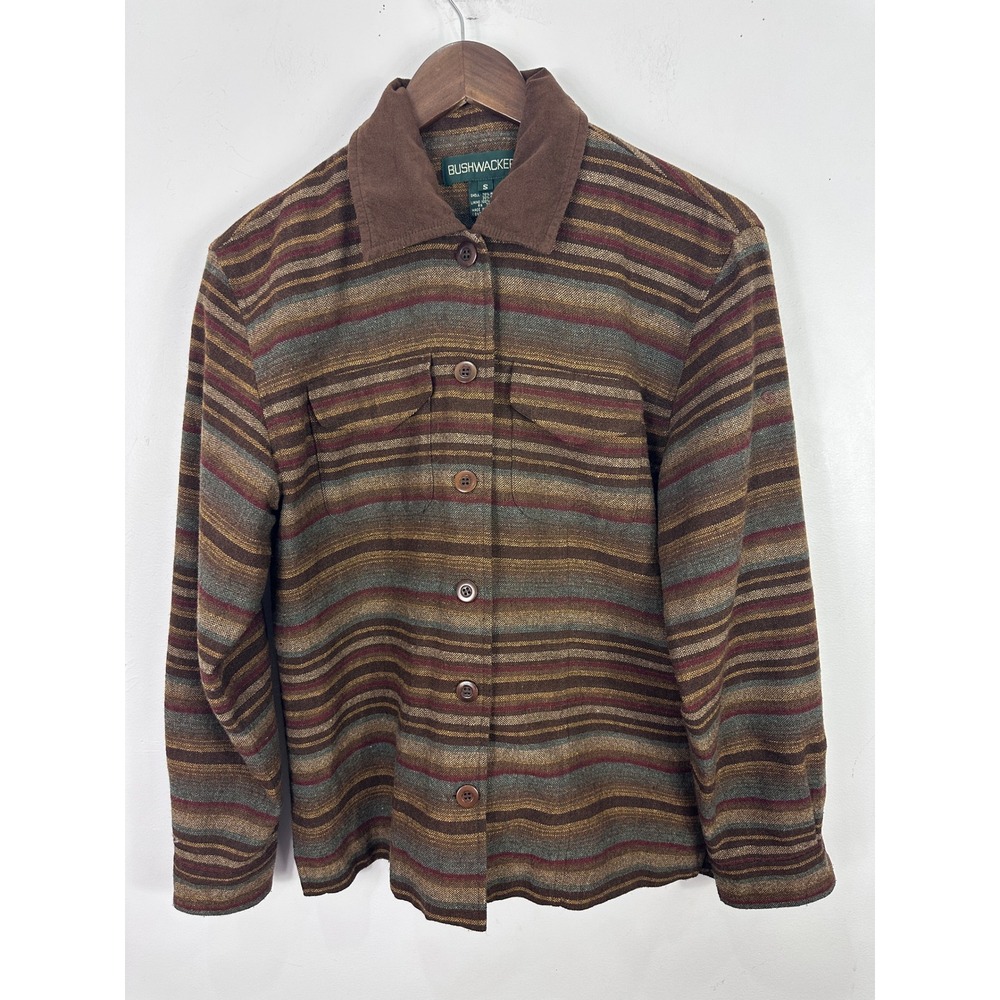 Vintage Bushwacker Wool Blend Jacket Womens Small Striped‎ Southwestern Shacket